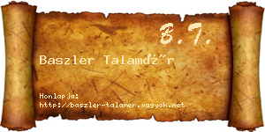 Baszler Talamér névjegykártya